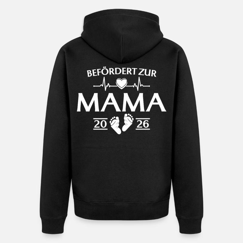 Mutter 2026 - Befördert zur Mama - Unisex Premium Bio Zip Hoodie - Schwarz