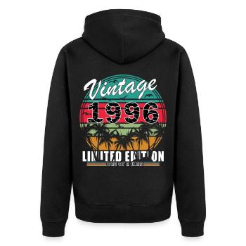 Vintage 1996 Beach Retro - Unisex Premium Organic Zip Hoodie - black - Back - Nico (187cm)