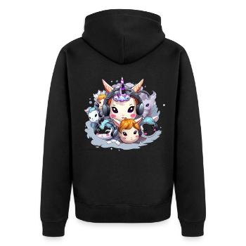 Cercle de DJ Licorne Kawaii - Veste à capuche bio Premium Unisexe - noir - Dos - Nico (187cm)