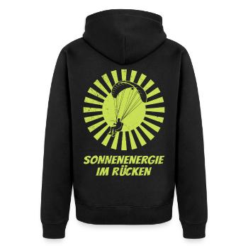 Paraglider SOLAR ENERGY IN THE BACK FUNNY - Unisex Premium Organic Zip Hoodie - black - Back - Nico (187cm)