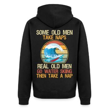 Quelques vieux hommes font la sieste, grand-père, ski nautique, ski nautique. - Veste à capuche bio Premium Unisexe - noir - Dos - Nico (187cm)