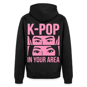 Le look rose de la K-Pop dans la région - Veste à capuche bio Premium Unisexe - noir - Dos - Nico (187cm)