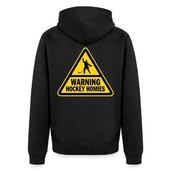 Avertissement Hockey Homies Panneau d’alerte Hockey sur glace - Veste à capuche bio Premium Unisexe - noir - Dos - Nico (187cm)
