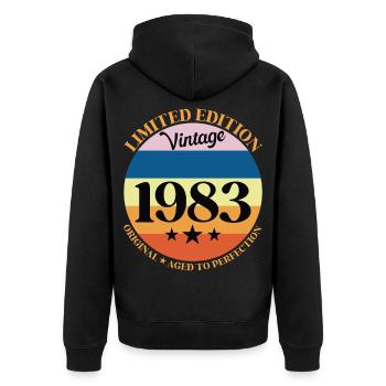 1983 Vintage Birthday Gift 83 Birthday - Unisex Premium Organic Zip Hoodie - black - Back - Nico (187cm)