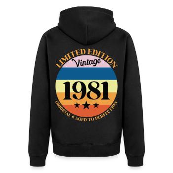1981 Anniversaire Vintage Cadeau d'Anniversaire 81 - Veste à capuche bio Premium Unisexe - noir - Dos - Nico (187cm)