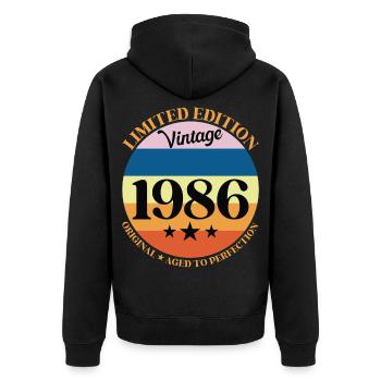 1986 Vintage Birthday Gift 86 Birthday - Unisex Premium Organic Zip Hoodie - black - Back - Nico (187cm)