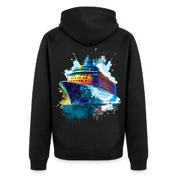Kreuzfahrtschiff-Illustration Ozeanreisen - Unisex Premium Bio Zip Hoodie - Schwarz - Hinten - Nico (187cm)