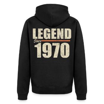 Geburtstag 1970 | Legende seit 1970 - Unisex Premium Bio Zip Hoodie - Schwarz - Hinten - Nico (187cm)