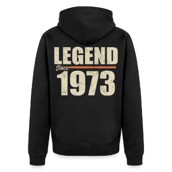 Geburtstag 1973 | Legende seit 1973 - Unisex Premium Bio Zip Hoodie - Schwarz - Hinten - Nico (187cm)