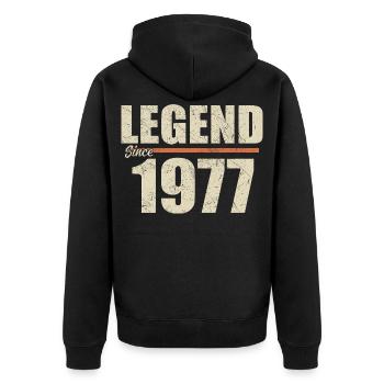 Anniversaire 1977 | Légende depuis 1977 - Veste à capuche bio Premium Unisexe - noir - Dos - Nico (187cm)