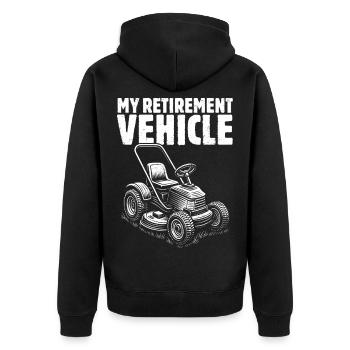 My Retirement Vehicle - Unisex Premium Bio Zip Hoodie - Schwarz - Hinten - Nico (187cm)