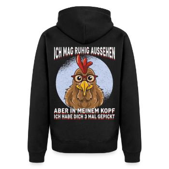Chick with glasses head cinema saying - Unisex Premium Organic Zip Hoodie - black - Back - Nico (187cm)