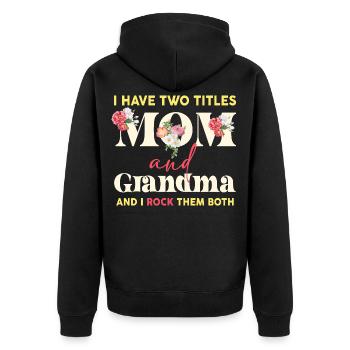 Maman et Grand-mère Duo Floral Rock - Veste à capuche bio Premium Unisexe - noir - Dos - Nico (187cm)