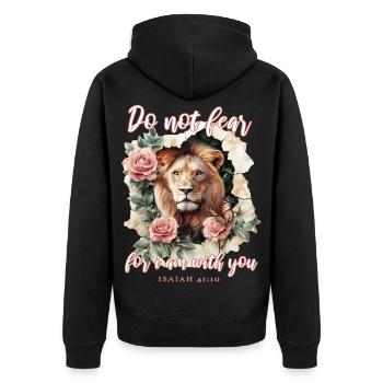 Versets bibliques Lion chrétien - Veste à capuche bio Premium Unisexe - noir - Dos - Nico (187cm)