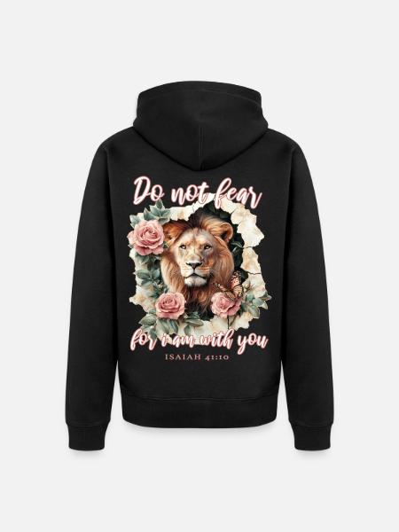 Bibelvers Christlich Löwe - Unisex Premium Bio Zip Hoodie - Schwarz