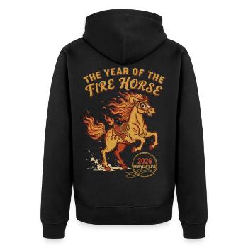 The Year Of The Fire Horse 2026 Celebration - Unisex Premium Organic Zip Hoodie - black - Back - Nico (187cm)