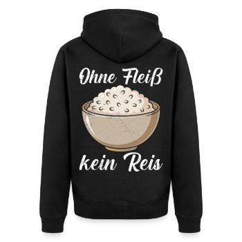 Kochen OHNE FLEISS KEIN REIS Kocher Lustiges - Unisex Premium Bio Zip Hoodie - Schwarz - Hinten - Nico (187cm)