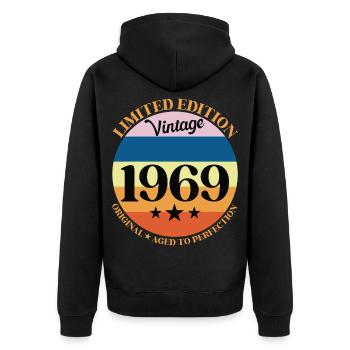 1969 Vintage Birthday Gift 69 Birthday - Unisex Premium Organic Zip Hoodie - black - Back - Nico (187cm)
