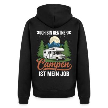 Rentner-Job: Campen! – Humorvolles Camper Design - Unisex Premium Bio Zip Hoodie - Schwarz - Hinten - Nico (187cm)