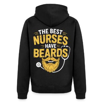 Best Nurses With Beards - Unisex Premium Organic Zip Hoodie - black - Back - Nico (187cm)