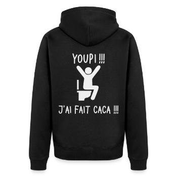 Yay I Pooped Humor Toilet Gift Funny - Unisex Premium Organic Zip Hoodie - black - Back - Nico (187cm)