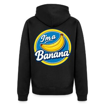 Banana Costume Carnival Fruit Stickers Yellow Funny - Unisex Premium Organic Zip Hoodie - black - Back - Nico (187cm)