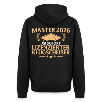 Master 2026 Abschlussprüfung bestanden - Unisex Premium Bio Zip Hoodie - Schwarz - Hinten - Nico (187cm)
