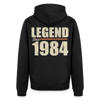 Geburtstag 1984 | Legende seit 1984 - Unisex Premium Bio Zip Hoodie - Schwarz - Hinten - Nico (187cm)