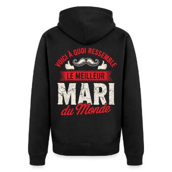 The World's Best Husband Message for Her Husband - Unisex Premium Organic Zip Hoodie - black - Back - Nico (187cm)