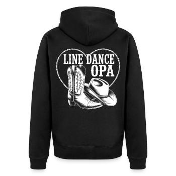 Line Dance Opa Herz Boot - Unisex Premium Bio Zip Hoodie - Schwarz - Hinten - Nico (187cm)