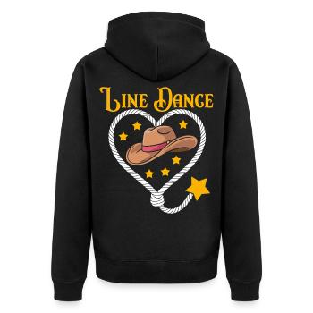 Line Dance Herz Hut - Unisex Premium Bio Zip Hoodie - Schwarz - Hinten - Nico (187cm)