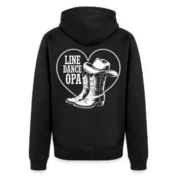 Line Dance Opa Cowboy Boots Herz - Unisex Premium Bio Zip Hoodie - Schwarz - Hinten - Nico (187cm)