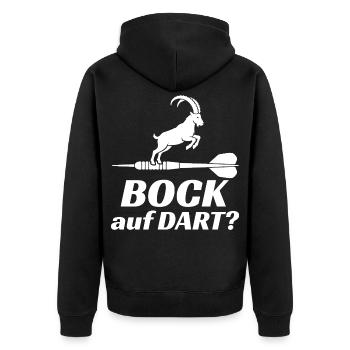 Fancy darts? – Minimalist sports design - Unisex Premium Organic Zip Hoodie - black - Back - Nico (187cm)