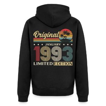 33rd Birthday Original January 1993 - Unisex Premium Organic Zip Hoodie - black - Back - Nico (187cm)