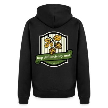 Hop Deficiency Unit Funny Beer Saying - Unisex Premium Organic Zip Hoodie - black - Back - Nico (187cm)