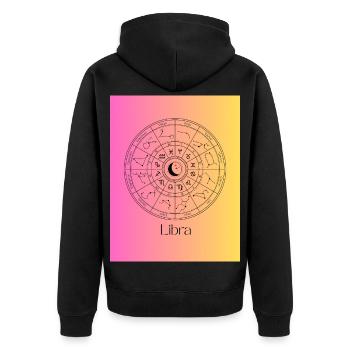 Waage-Tierkreis-Gleichgewicht - Unisex Premium Bio Zip Hoodie - Schwarz - Hinten - Nico (187cm)