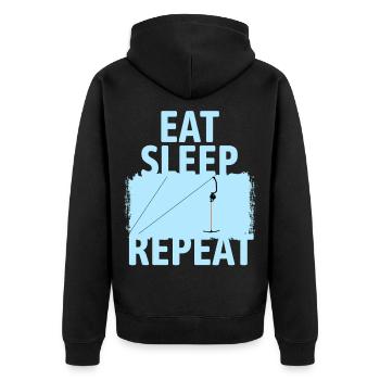Ankerlift | Eat Sleep Lift Repeat | Skiing - Unisex Premium Organic Zip Hoodie - black - Back - Nico (187cm)