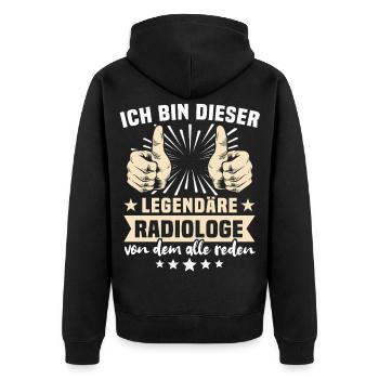 Radiologe Sprüche - Unisex Premium Bio Zip Hoodie - Schwarz - Hinten - Nico (187cm)