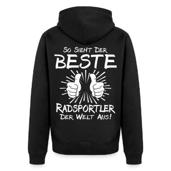 Bester Radsportler - Unisex Premium Bio Zip Hoodie - Schwarz - Hinten - Nico (187cm)