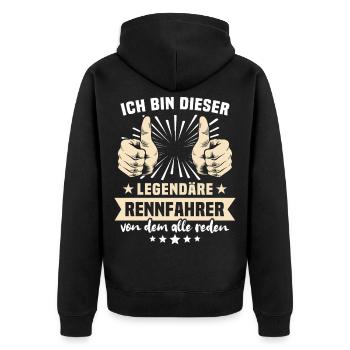 Rennfahrer Sprüche - Unisex Premium Bio Zip Hoodie - Schwarz - Hinten - Nico (187cm)