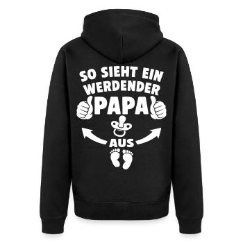 So sieht ein werdender Papa aus - Unisex Premium Bio Zip Hoodie - Schwarz - Hinten - Nico (187cm)