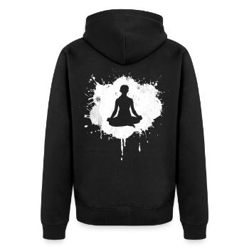 Yoga Lover Drawing - Veste à capuche bio Premium Unisexe - noir - Dos - Nico (187cm)
