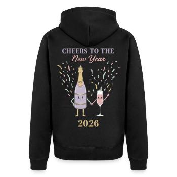 Cheers To The New Year 2026 Celebration - Unisex Premium Organic Zip Hoodie - black - Back - Nico (187cm)