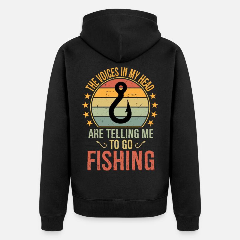Cadeaux de pêche Pêcheur drôle - Veste à capuche bio Premium Unisexe - noir