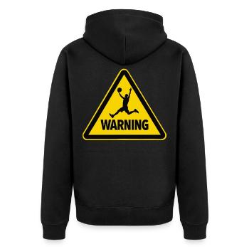 Warning Basketball Sportsman Warning Sign - Unisex Premium Organic Zip Hoodie - black - Back - Nico (187cm)