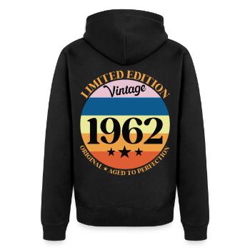 1962 Vintage Birthday Gift 62 - Unisex Premium Organic Zip Hoodie - black - Back - Nico (187cm)
