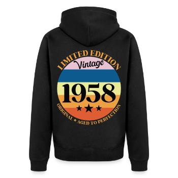 1958 Vintage Birthday Gift 58 Birthday - Unisex Premium Organic Zip Hoodie - black - Back - Nico (187cm)