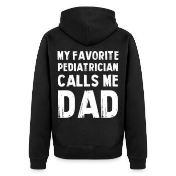 Mein Lieblingspädiater ruft Dad - Unisex Premium Bio Zip Hoodie - Schwarz - Hinten - Nico (187cm)