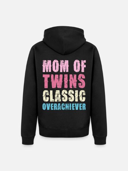Mom of Twins – Classic High-Flyer - Unisex Premium Organic Zip Hoodie - black