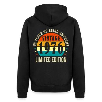 Vintage 1976 Limited Edition 50 Year Old Gift - Unisex Premium Organic Zip Hoodie - black - Back - Nico (187cm)